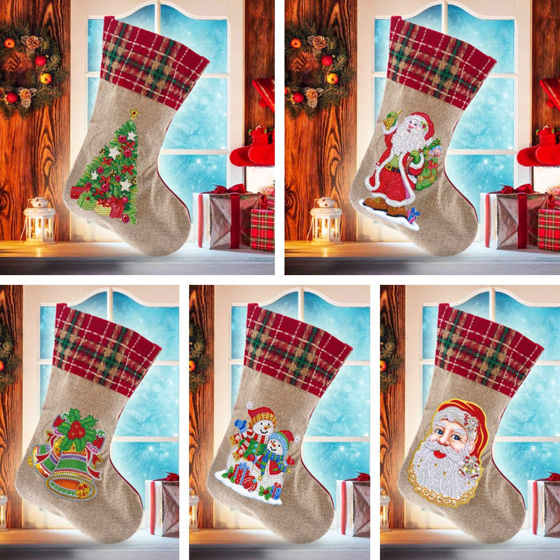 Norvo | 5D Diamant Maleri Xmas Rhinestone Sokker Broderi Mosaique Gavepose