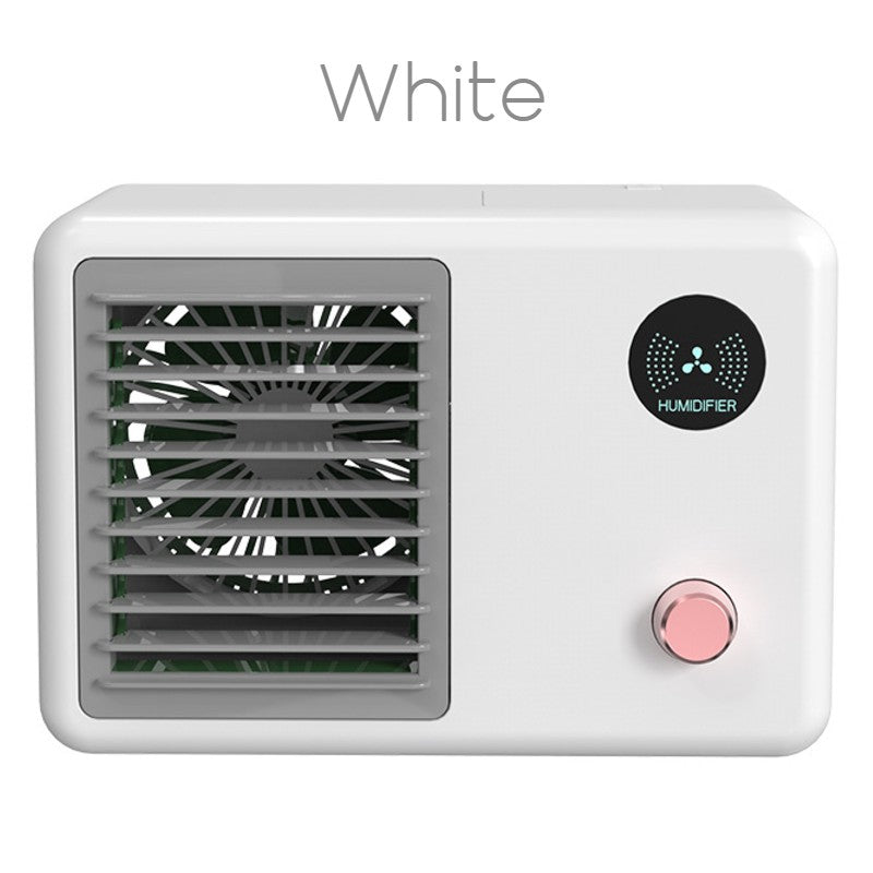 Norvo | 2-i-1 Trådløs Retro Radio-form Vifte med Luftfukter, med Nattlys, 3 Vindmodi & Justerbar Vinkel, for Skrivebord, Bord & Mer