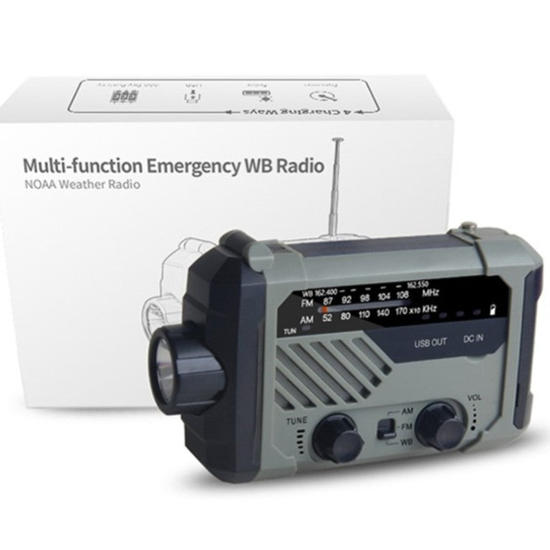 Norvo | Solhåndsveiv Lommelykt, med LED Lys, Innebygd Radio, S.O.S Alarm og 4 Ladingsmåter, for Camping, Villmark, Hjem & Mer