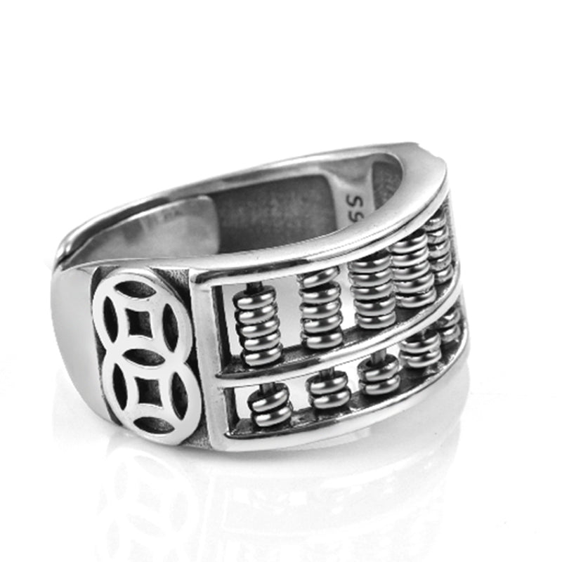 Norvo | Vintage Sølv Abacus Justerbar Ring, for Lykke & Rikdom