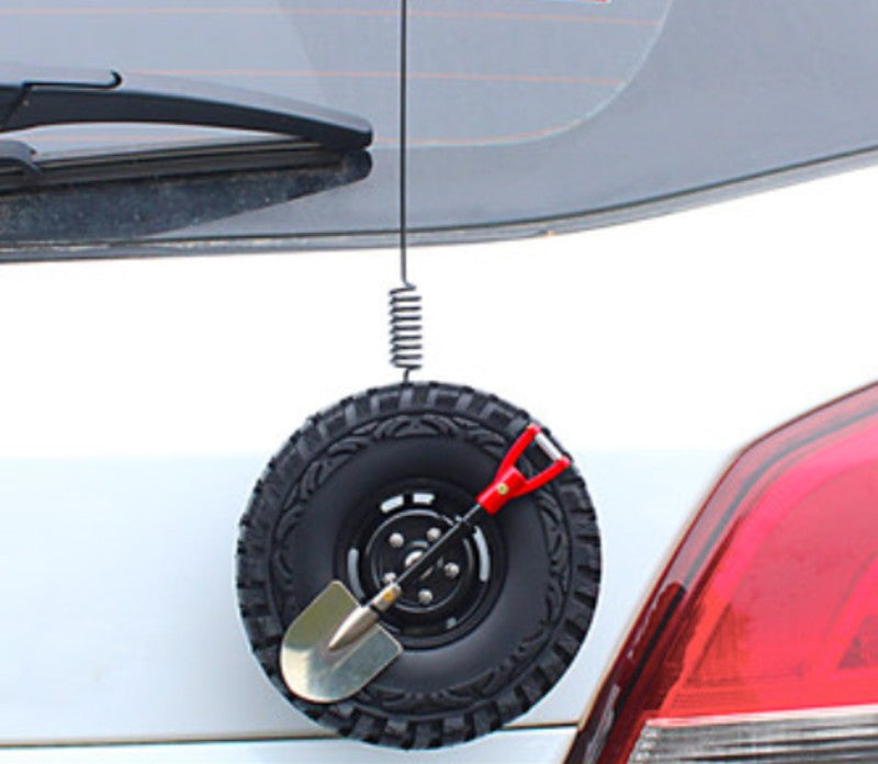 Norvo | Bil dekorasjons gadgets, med mini simulering erstatningsdekk, spade, antenne og base, kompatibel med kjøretøy av alle merker og modeller