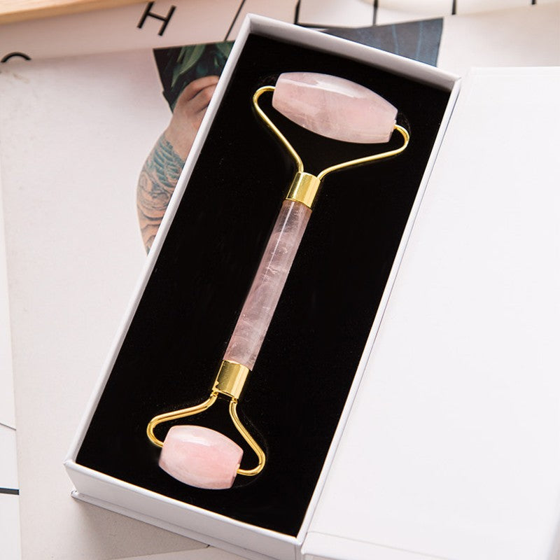 Norvo | 2-i-1 Jade Roller Gua Sha Sett, Reduserer hevelser & Linder stress, for Ansikt, Øye, Arm, Ben