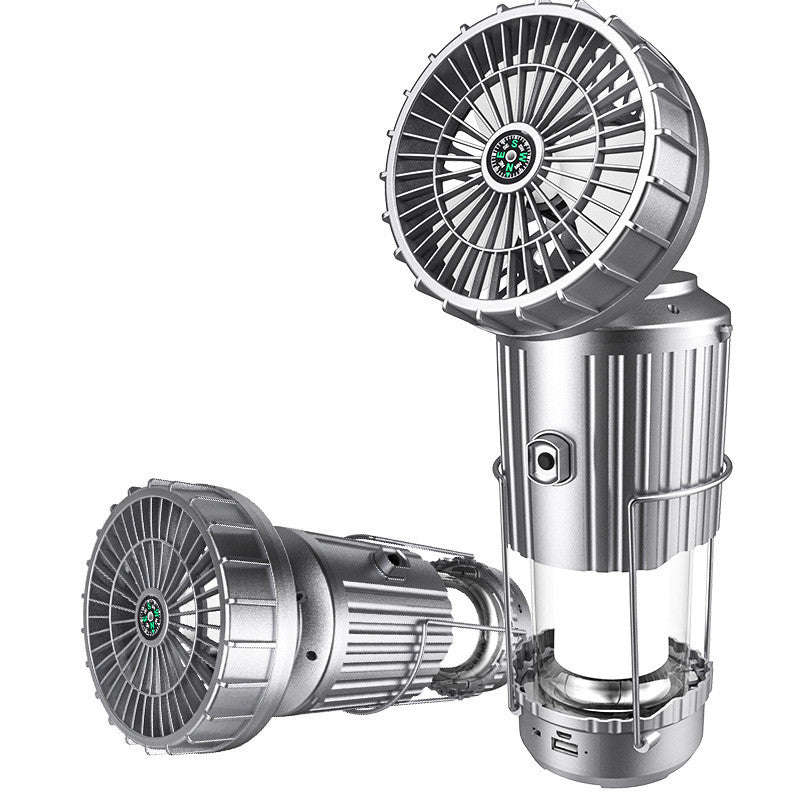 Norvo | Multifunksjonell Solcampinglampe med Vifte, Bluetooth-høyttaler, Powerbank og Kompass