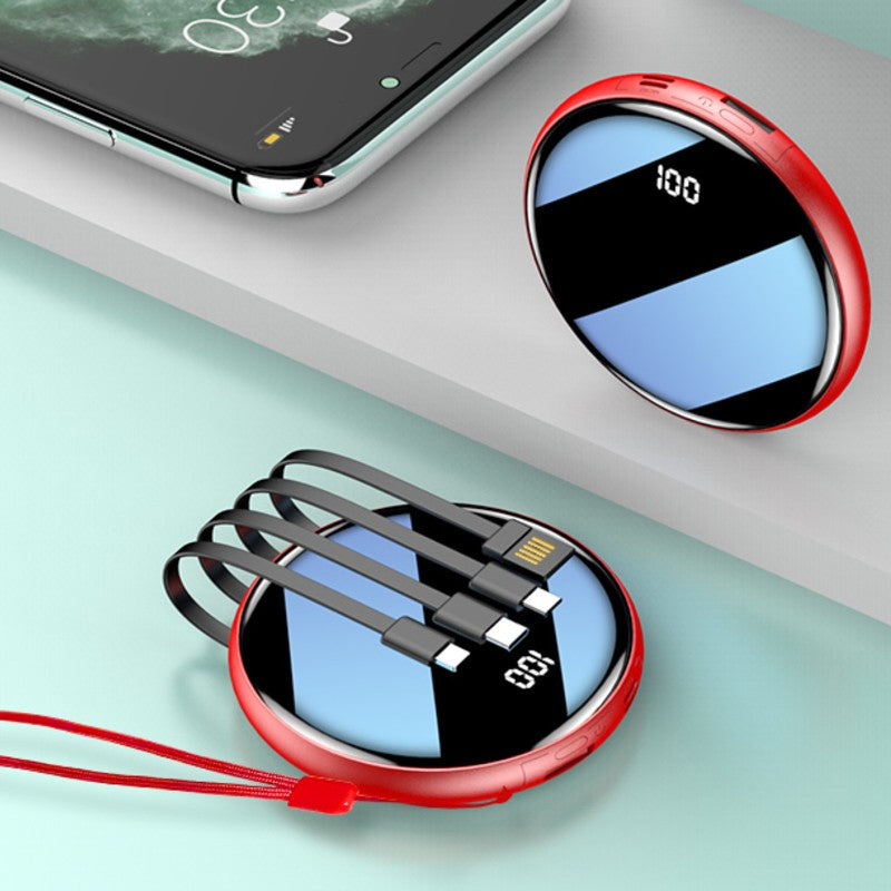 Norvo | 20000mAh Ultrathin Bærbar Power Bank, med LED Batteri Display og Innebygde Ladeledninger, for Reising, Arbeid & Mer