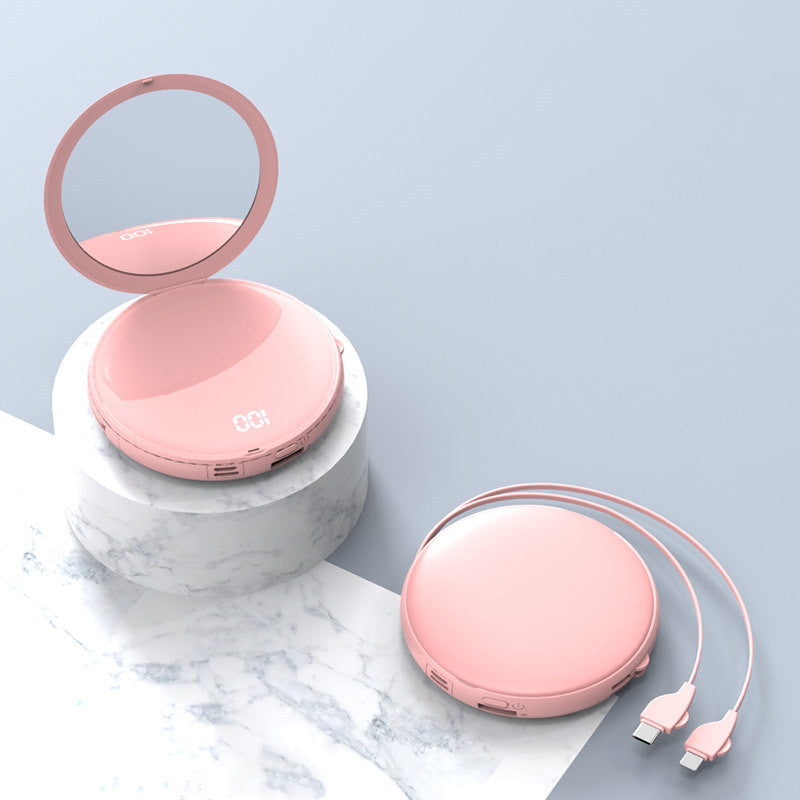 Norvo | Bærbar 20000mAh Power Bank med Speil & 3 Typer Kontakter, for Alle Store Mobiltelefoner