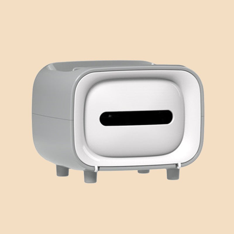 Norvo | Retro TV-formet Tissue Box, med Oppbevaringsplass & Telefonholder, for Hjem & Kontor