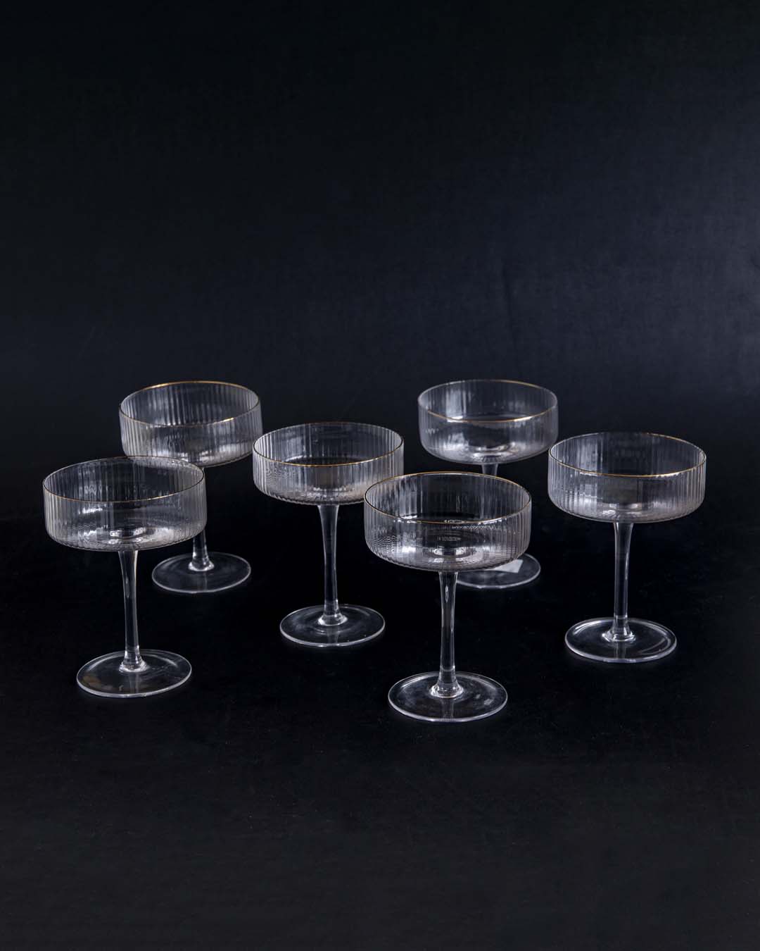 Norvo | Ribbet Coupe Cocktail Glass - Sett med 6
