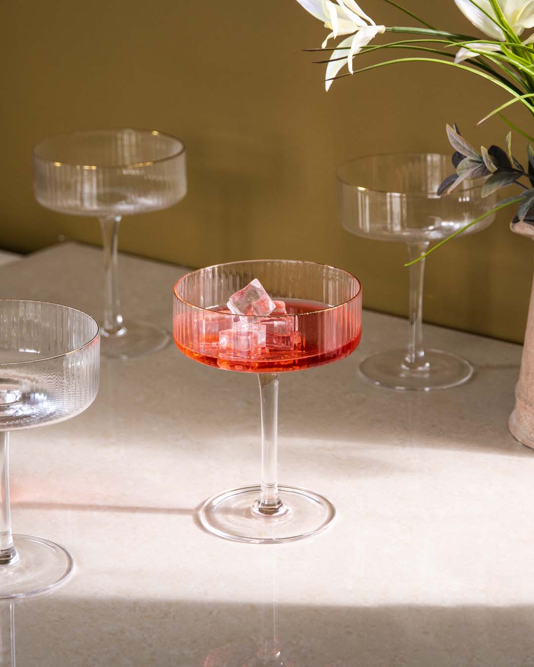 Norvo | Ribbet Coupe Cocktail Glass - Sett med 6