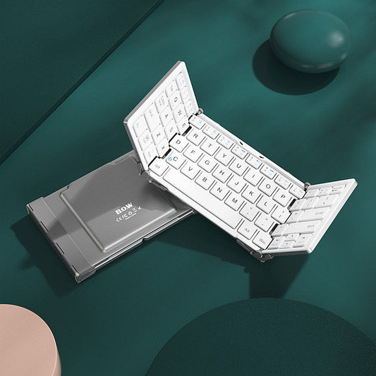 Norvo | Sammenleggbar Oppladbar Trådløs Tastatur med Lærveske, for Android Windows iOS Nettbrett & Laptop