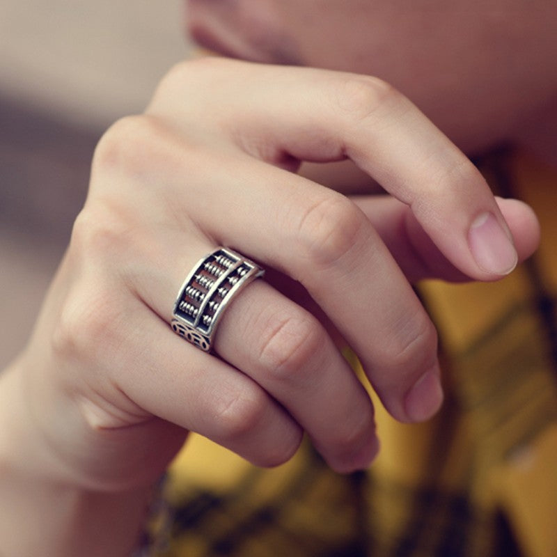Norvo | Vintage Sølv Abacus Justerbar Ring, for Lykke & Rikdom