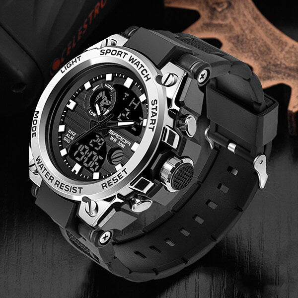 Norvo | TitanGuard Militært Herreklokke – Robust Multifunksjonell Analog & Digital Klokke