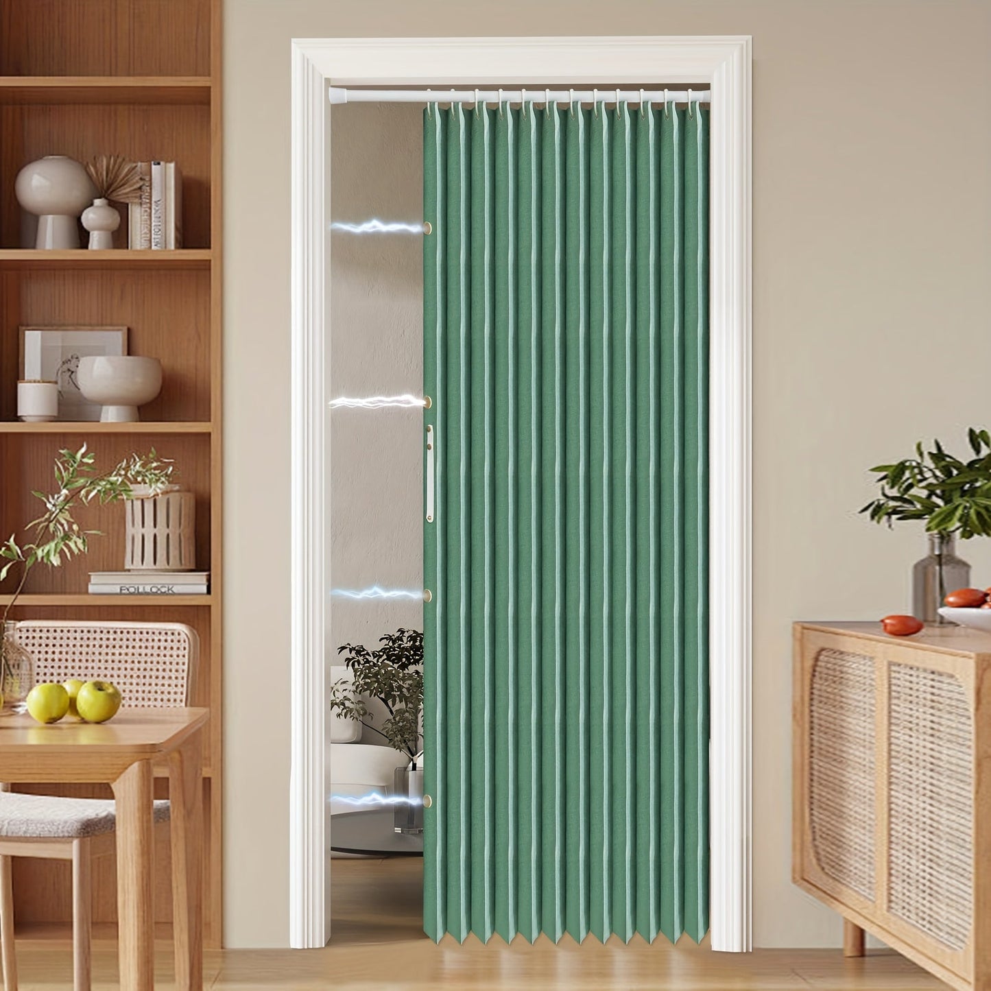 Norvo | Fargerik magnetisk faltegardin – Enkel innredning, plassbesparende romdeler for hjem og virksomhet – Livlig kunstnerisk design, maskinvaskbart polyester