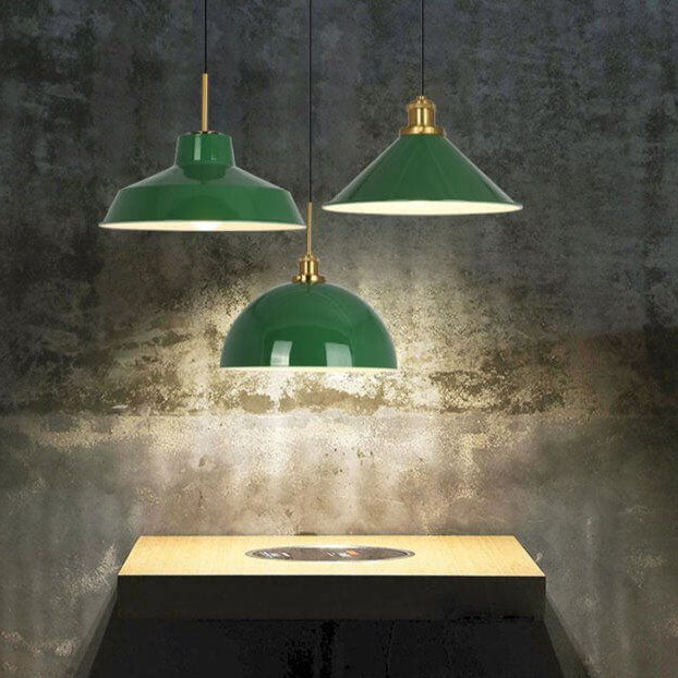 Norvo | RetroDome Industriell Vintage Pendellampe | Grønn Jernkuppel Design | Enkelt Lys | Rustikk Takbelysning