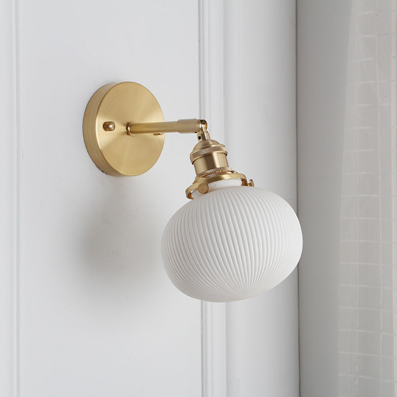 Norvo | Japansk Retro Minimalistisk Sylinder Oval Messing Lucite 1-Lys Vegglampe