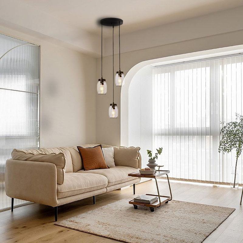 Norvo | Modern Enkelhet Jern Glass Flaske 3-Lys Chandeliers For Stue