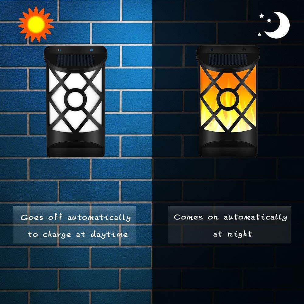 Norvo | Solar Flame Halv Søyle LED Utendørs Sensor Vegglampe