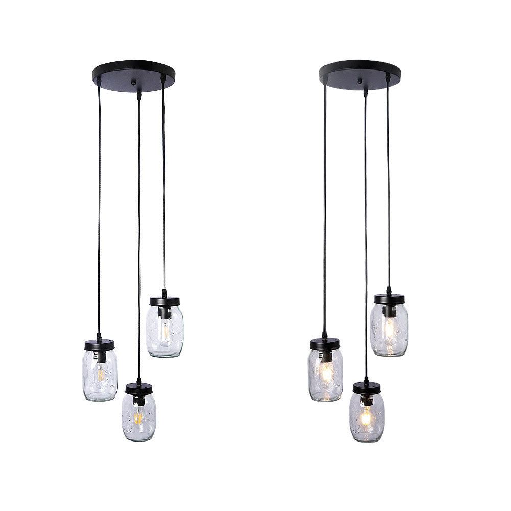 Norvo | Modern Enkelhet Jern Glass Flaske 3-Lys Chandeliers For Stue
