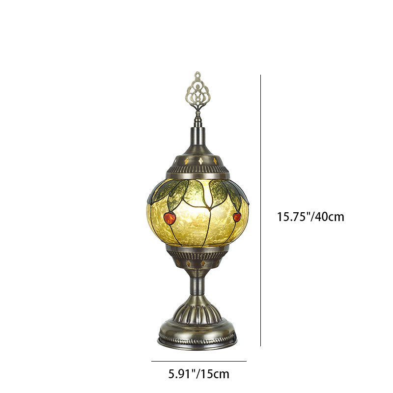 Norvo | Tradisjonell Tiffany romantisk oval jern emaljert 1-lampe bordlampe for soverommet