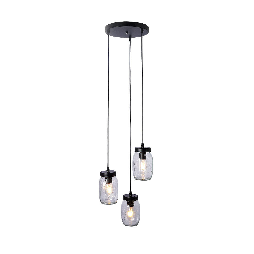 Norvo | Modern Enkelhet Jern Glass Flaske 3-Lys Chandeliers For Stue