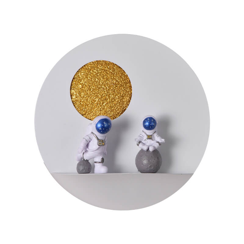 Norvo | Moderne Kreativ Jern Harpiks Rund Astronaut LED Vegglampe for Soverom