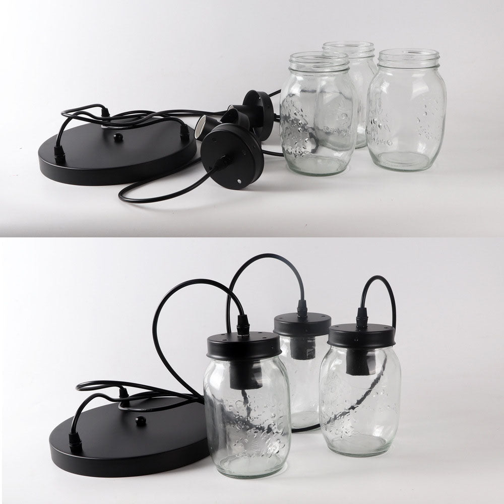 Norvo | Modern Enkelhet Jern Glass Flaske 3-Lys Chandeliers For Stue