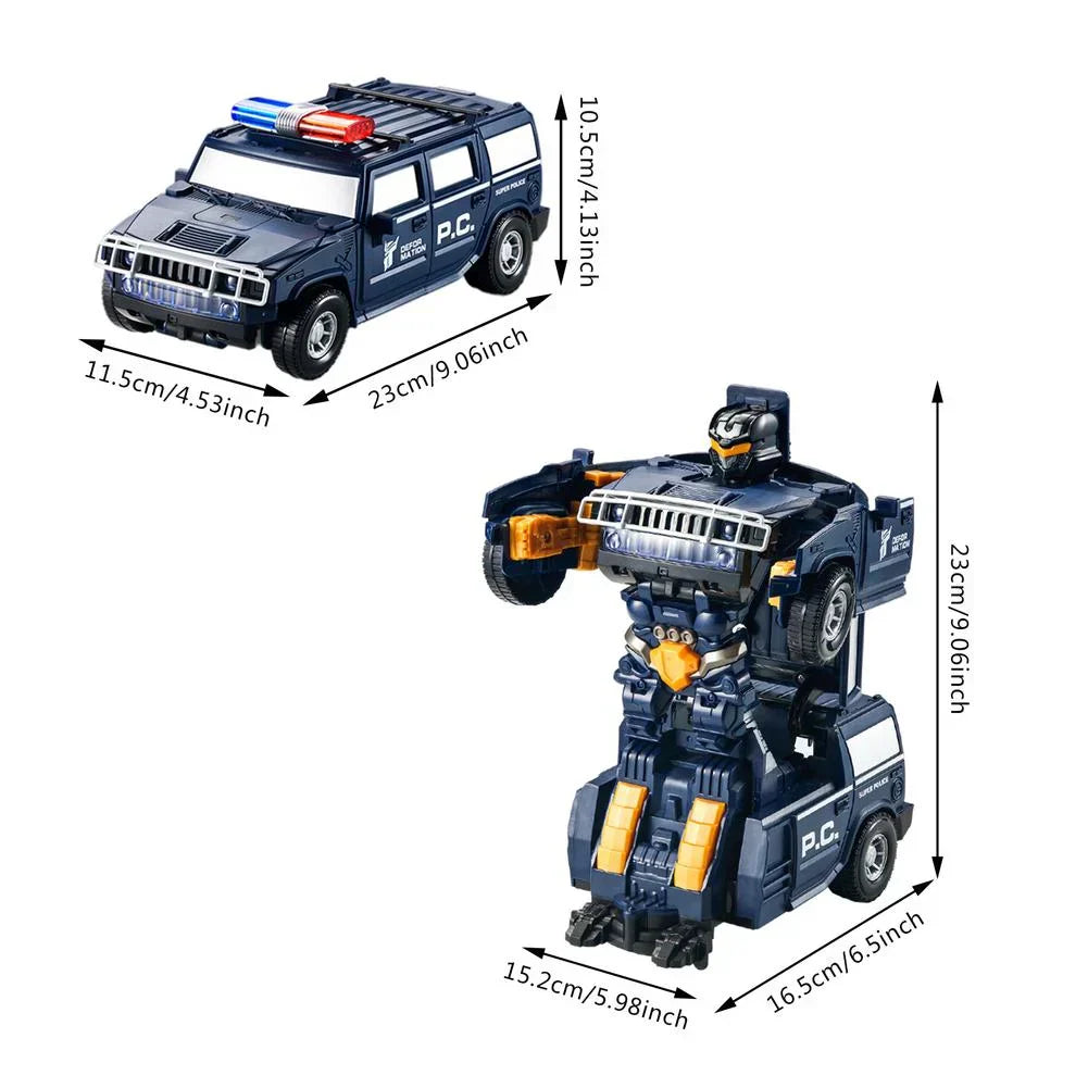 Norvo | Transforming Robot Car | 2-i-1 Politibil & Robotleketøy med Lys og Lyd
