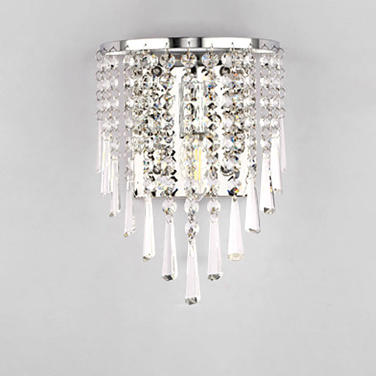 Norvo | Moderne Luksus Semi-Rund Octagonal Perle Rustfritt Stål Krystall 1-lys Vegglampe for Stue