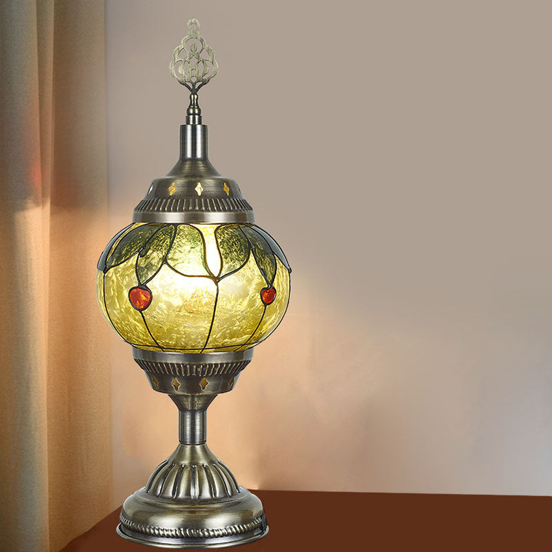 Norvo | Tradisjonell Tiffany romantisk oval jern emaljert 1-lampe bordlampe for soverommet