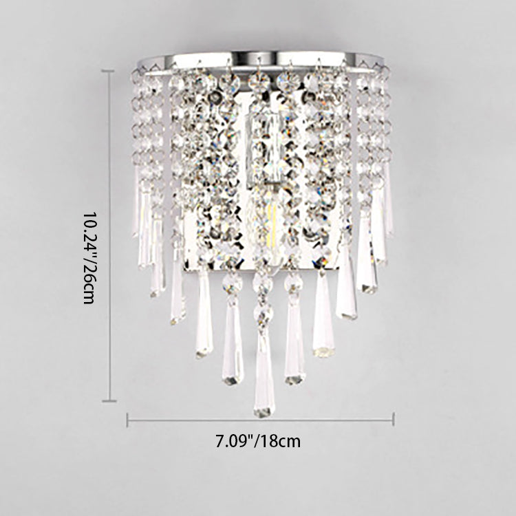 Norvo | Moderne Luksus Semi-Rund Octagonal Perle Rustfritt Stål Krystall 1-lys Vegglampe for Stue