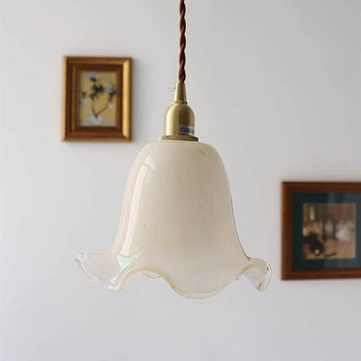Norvo | Vintage Kreativ Blomst Messing Glass 1-Lampe Pendellampe