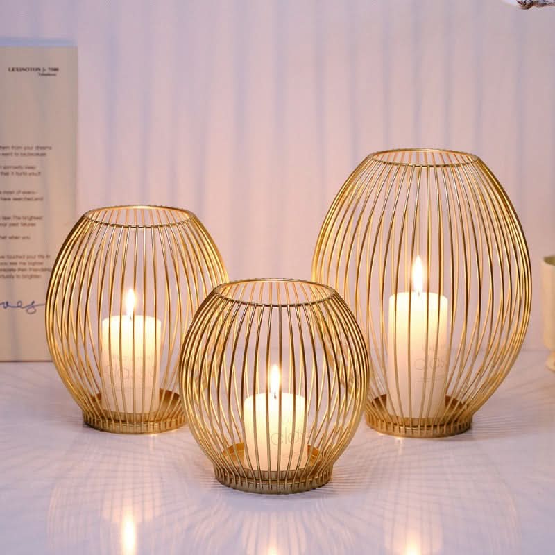 Norvo | Set with 3 vintage black metal lantern candelabras