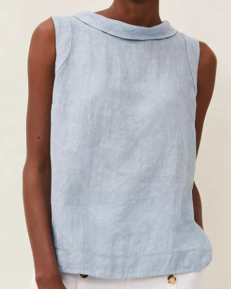 Norvo | Lin Short Sleeve Bluse Med Rund Hals