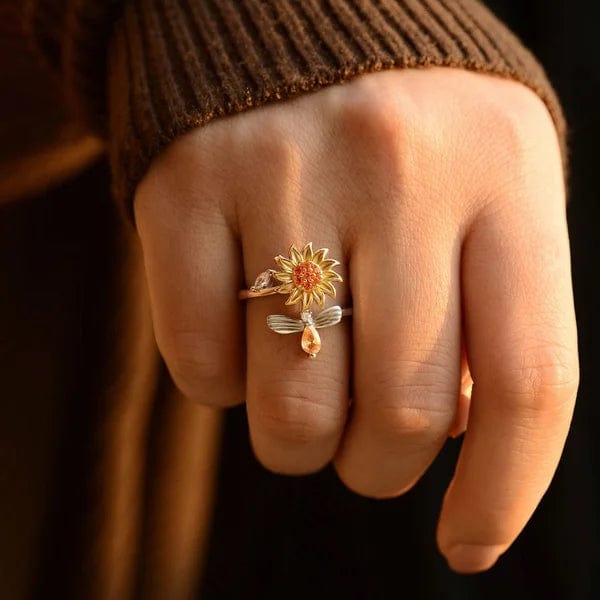 Norvo | Solblomst Ring Justerbar Roterende Solblomst Ring