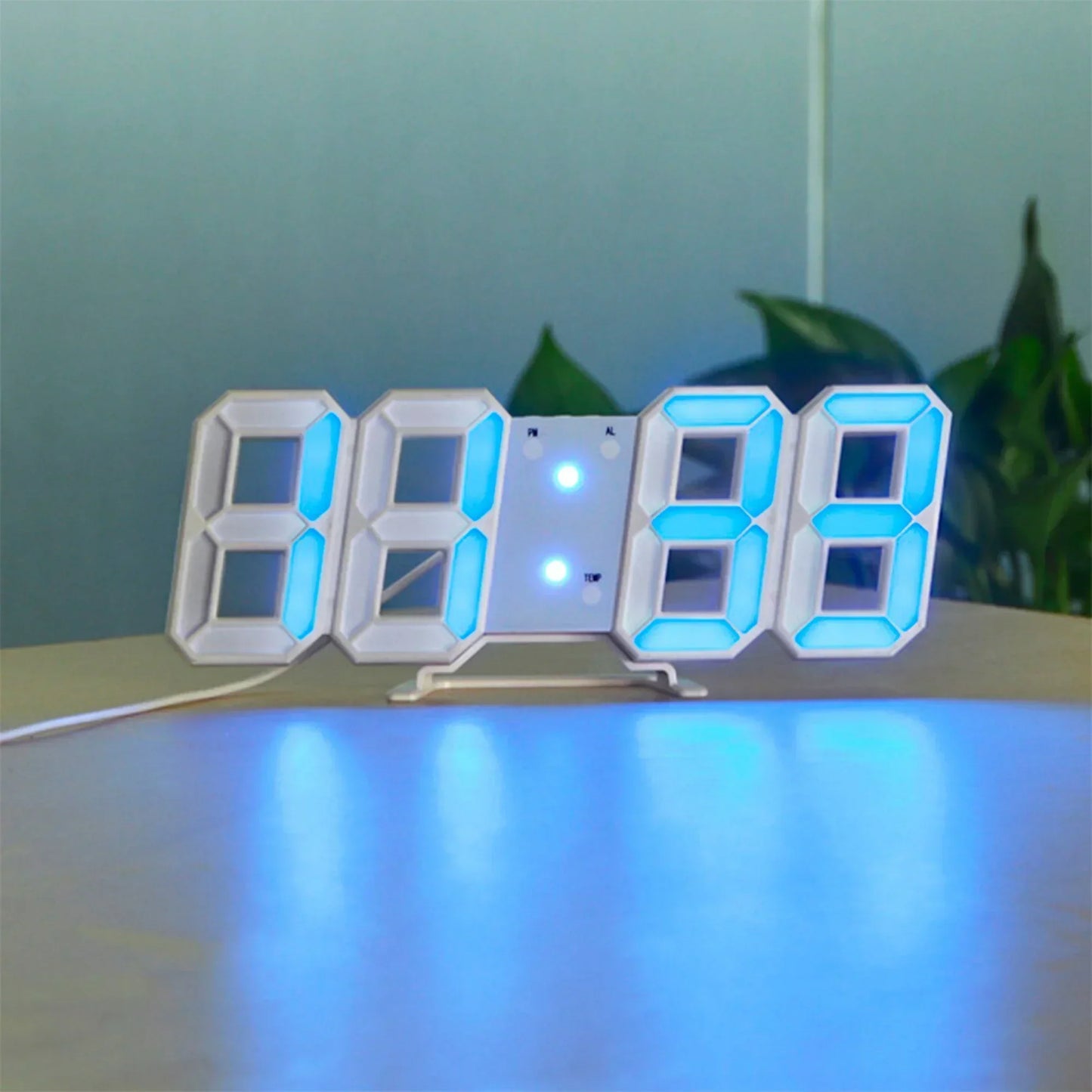 3D LED Veggklokke Norvo| Moderne Digital Klokke | Dimmbar LED Lys | Elegant Veggdekor