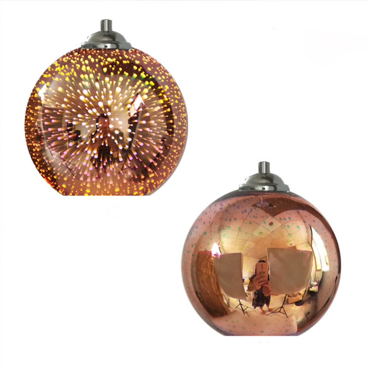 Norvo | Moderne kreativ 3D fargerik fyrverkeriglass 1-lampe kuppelpendellampe