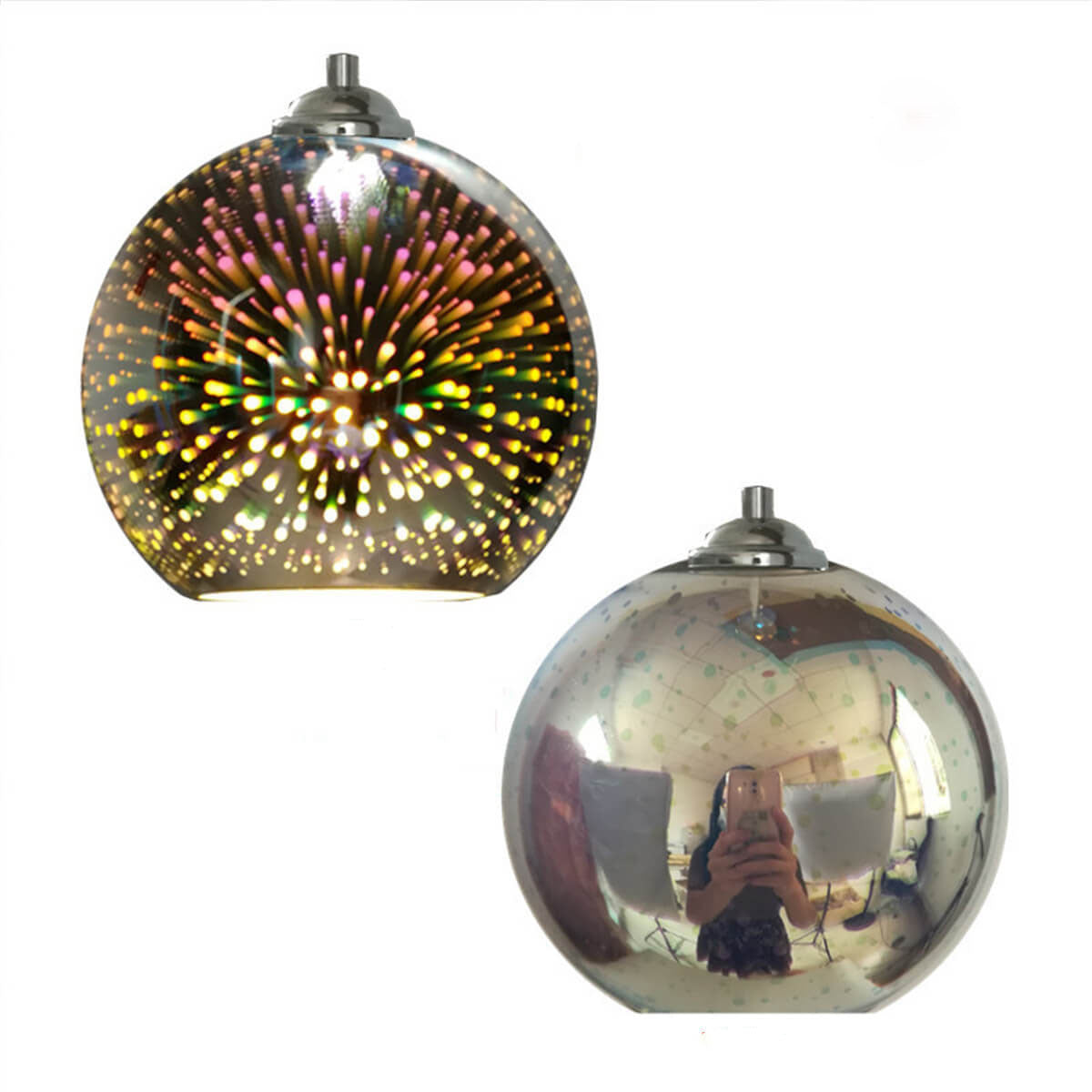Norvo | Moderne kreativ 3D fargerik fyrverkeriglass 1-lampe kuppelpendellampe