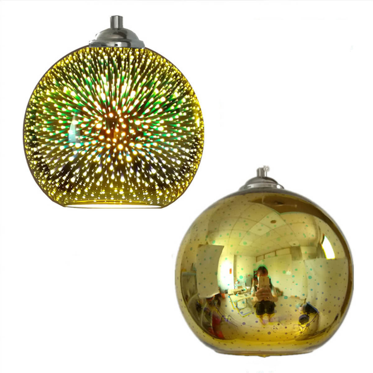 Norvo | Moderne kreativ 3D fargerik fyrverkeriglass 1-lampe kuppelpendellampe