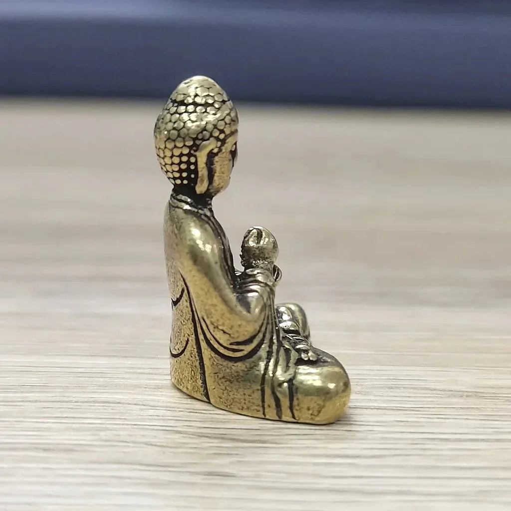 Norvo | 10 deler mini messing sittende Buddha statue figur for reise buddhisme tilbedelse hjem kontor skrivebord dekorasjon