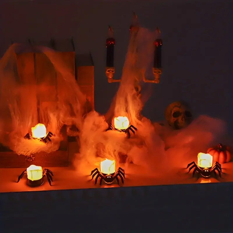 Norvo | ️Halloween Edderkopp Te-lys Spooky Elektrisk Flakkende Kunstige Lys