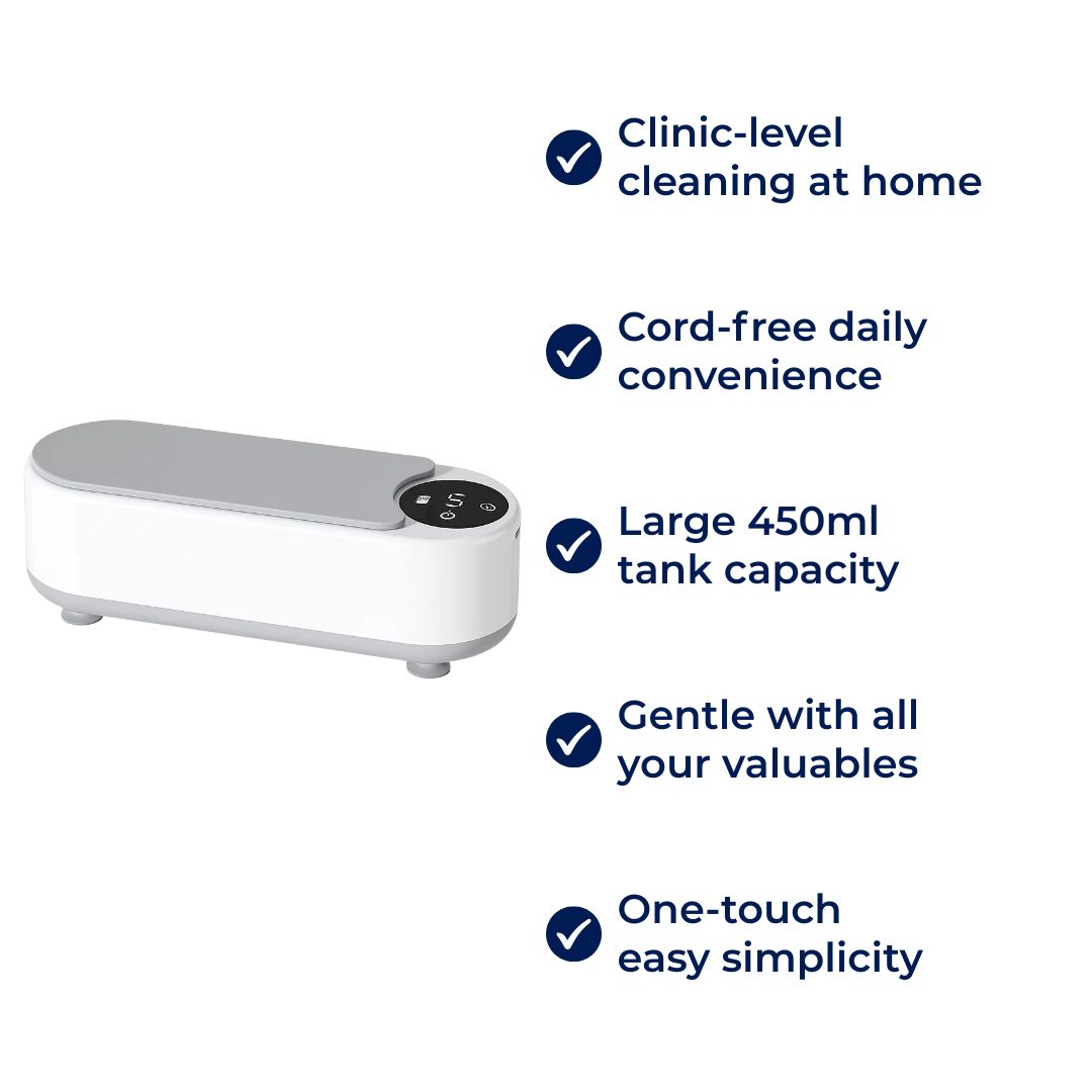 USB-oppladbar – 450 ML tank – Dyp rengjøring fjerner smuss trygt – For briller, smykker, proteser hjemme Norvo