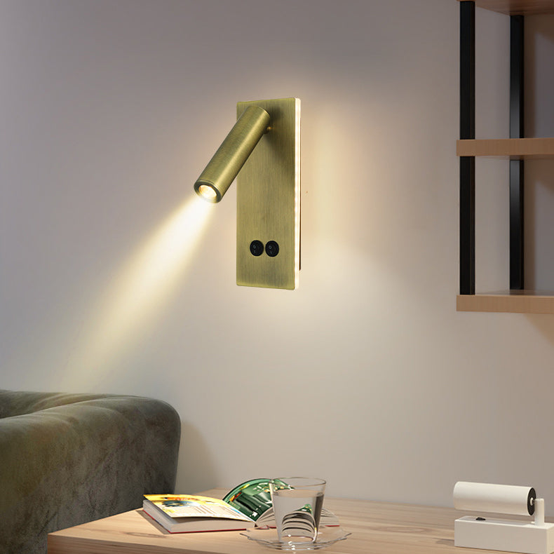 Norvo | Moderne Minimalistisk Rektangulær Rund Jern Aluminium LED Vegglampe For Soverom