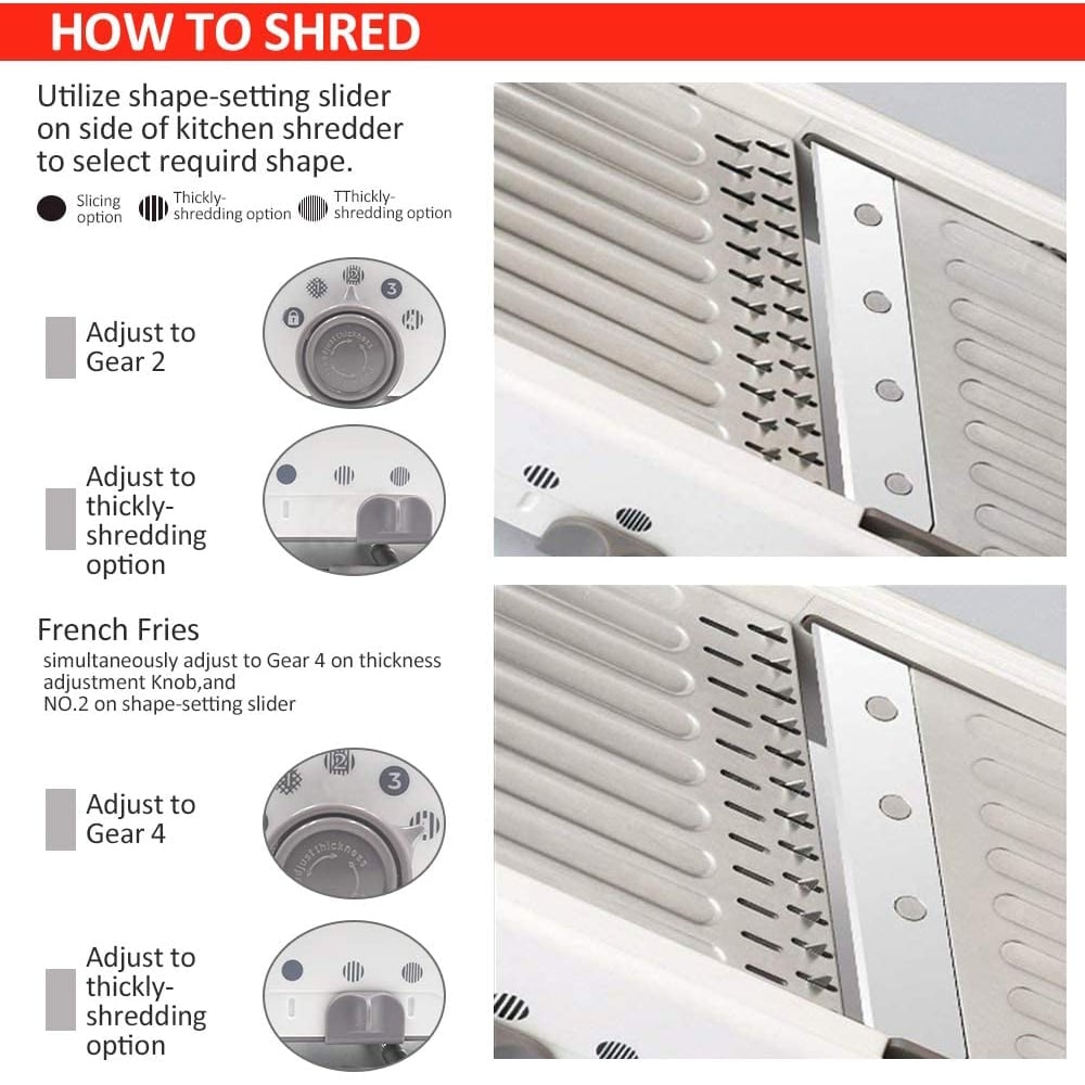 Norvo | ProSlice Mandolin Grønnsakskjærer – Justerbare rustfrie stålklinger for presis kutting