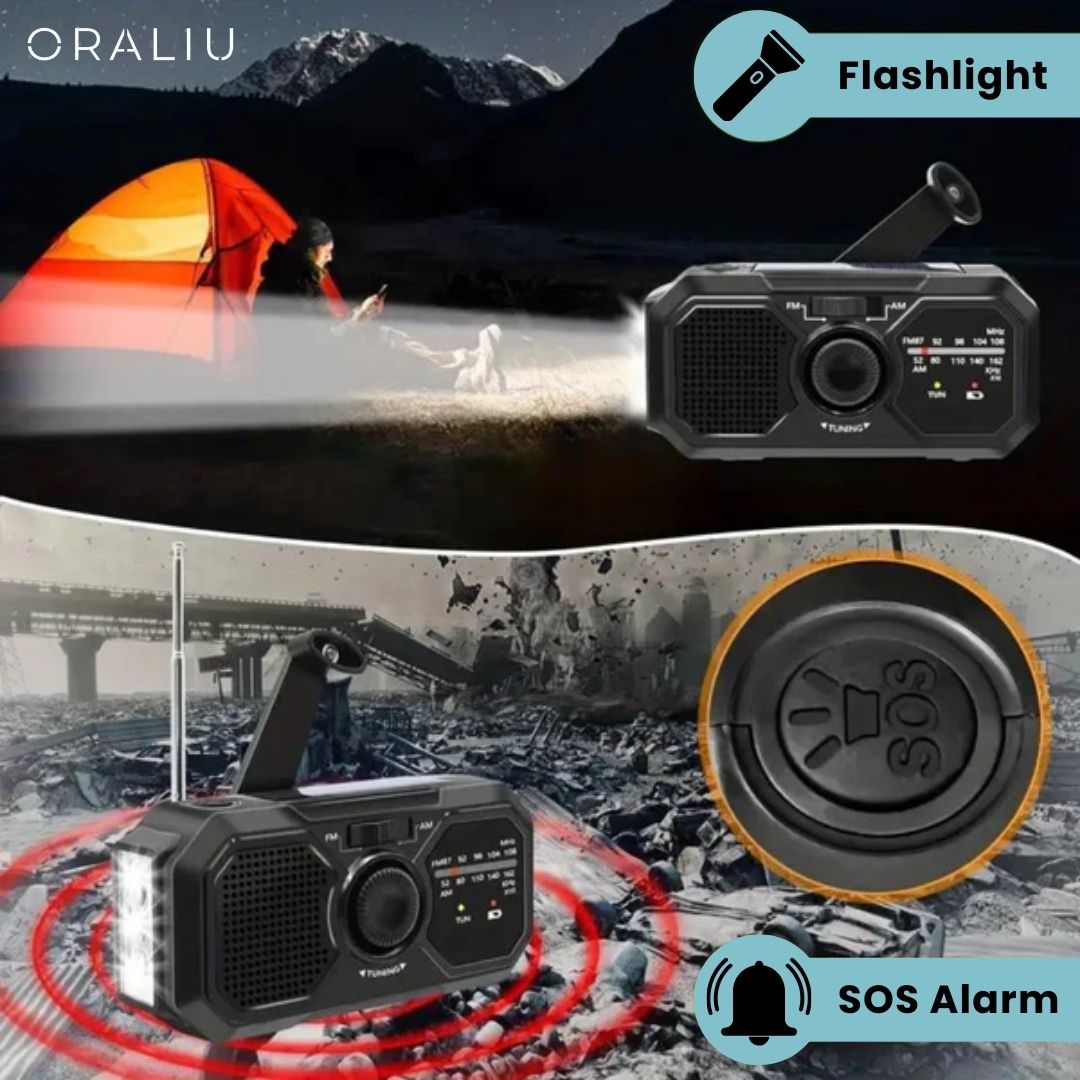 Norvo | Bærbar Nødradio – Sol- og Håndveivdrevet