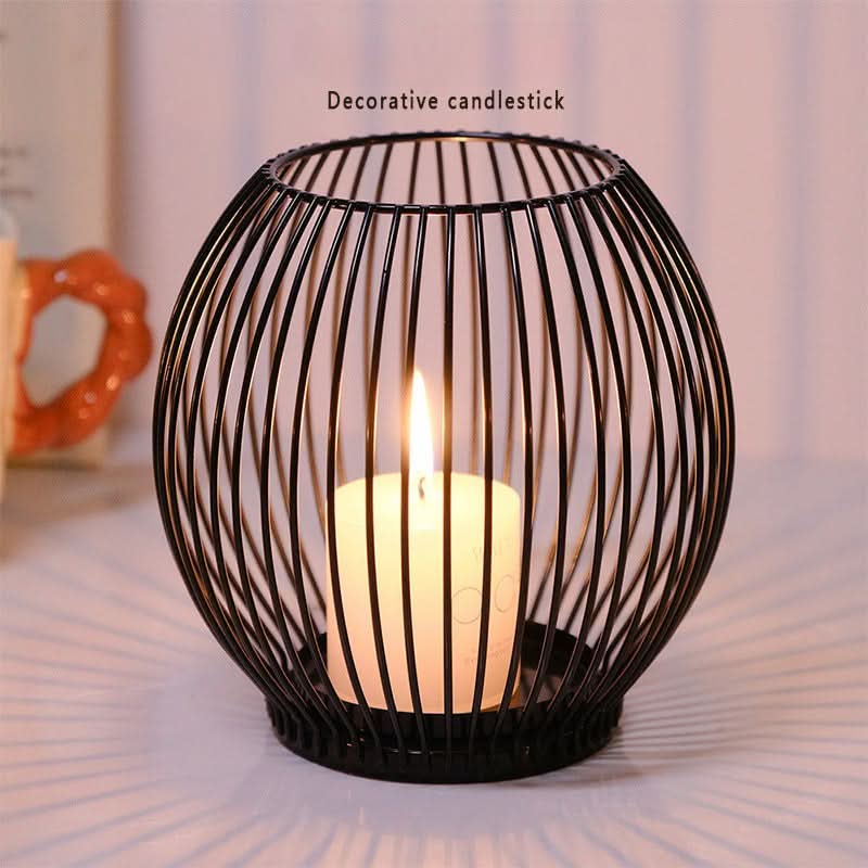 Norvo | Set with 3 vintage black metal lantern candelabras