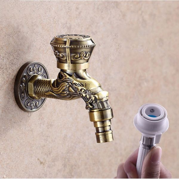 Norvo | Vintage Classic Faucet Water Lock Single Handle Dragon Engraving Wall Mounted Faucet