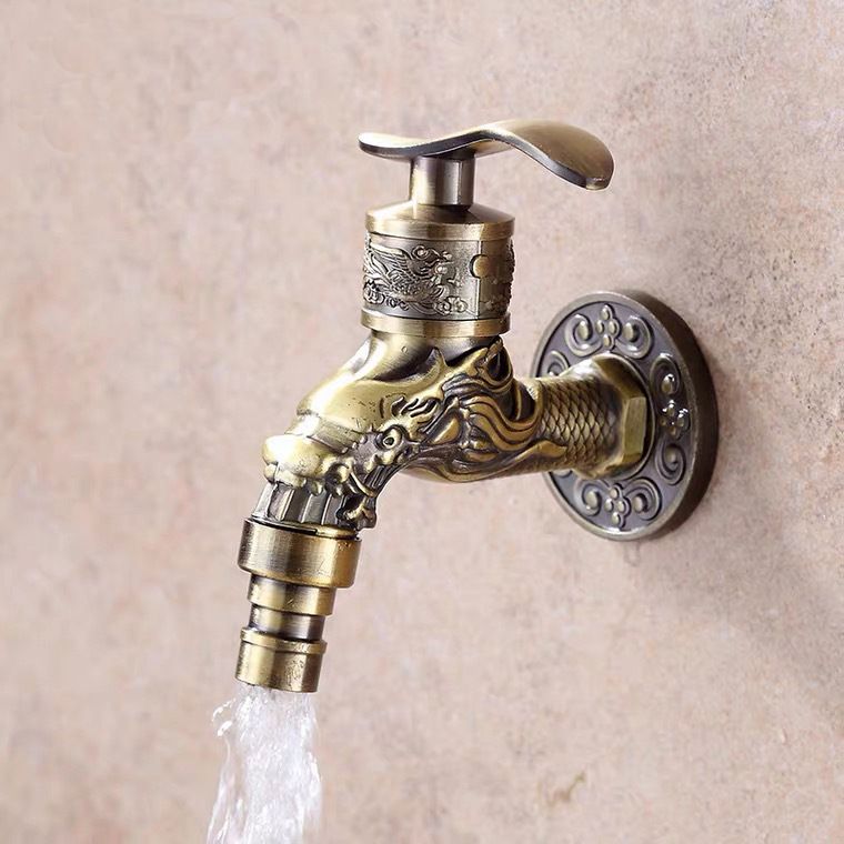 Norvo | Vintage Classic Faucet Water Lock Single Handle Dragon Engraving Wall Mounted Faucet