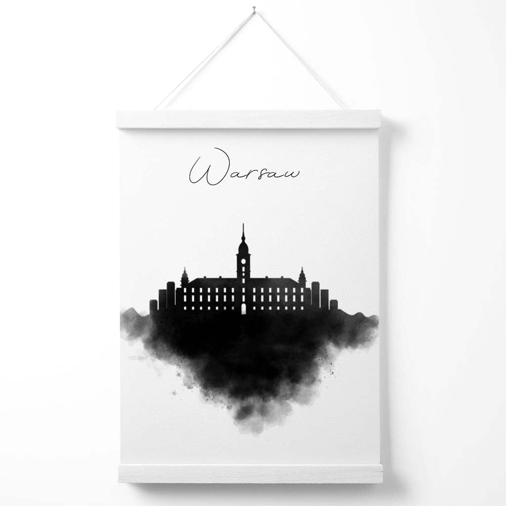 Norvo | Warszawa Akvarell Skyline Byplakat med Kleshenger