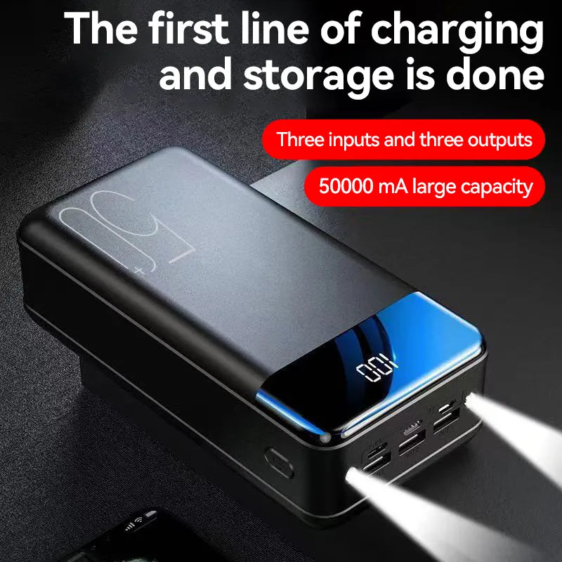 Norvo | 50000mAh stor kapasitet power bank mobiltelefon super hurtiglading bærbar strømkilde mobil datamaskin ekstern strømkilde