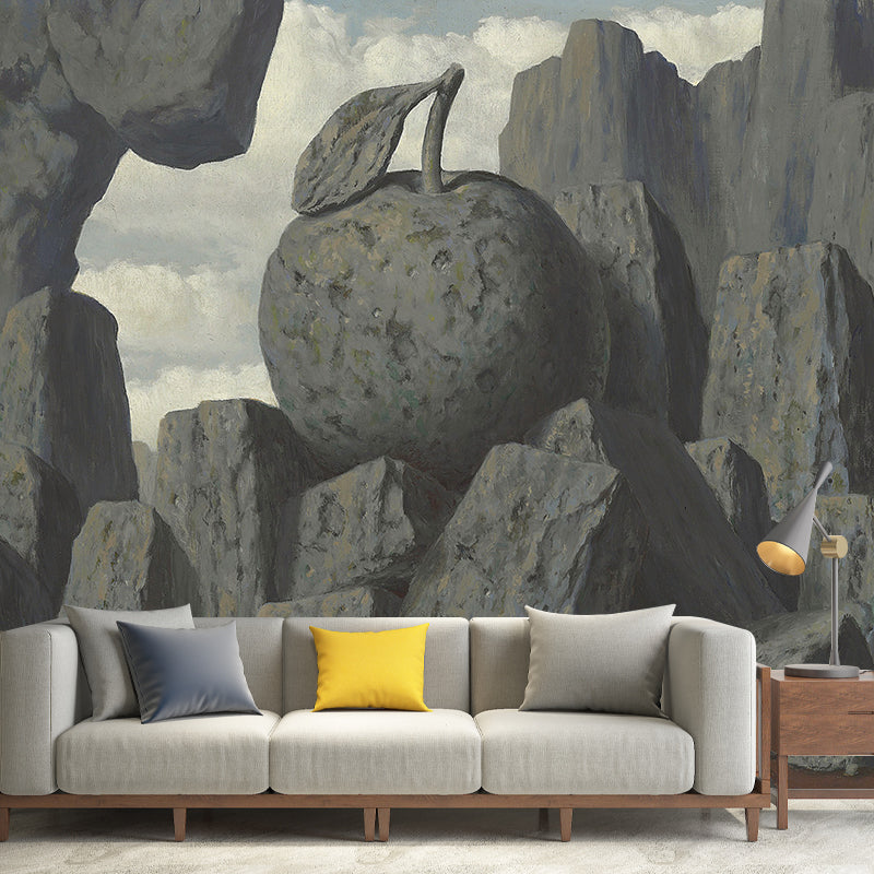 Norvo | Grå Steiner Fjellmalerier Magritte Kunst Surrealisme Vanntett Veggdeksel For Soverommet
