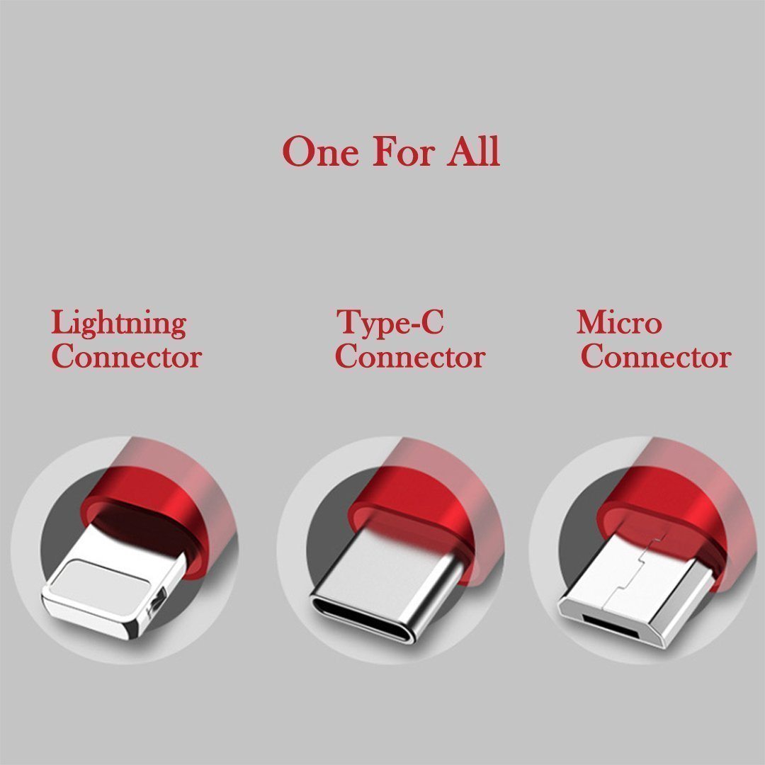Norvo | 3-1 Uttrekkbar ladekabel for IOS, Micro og Type-c